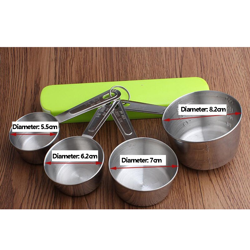 High Stainless Steel 4Pcs Measuring Spoon set Baking Tools Measuring Cup with Scale For Baking