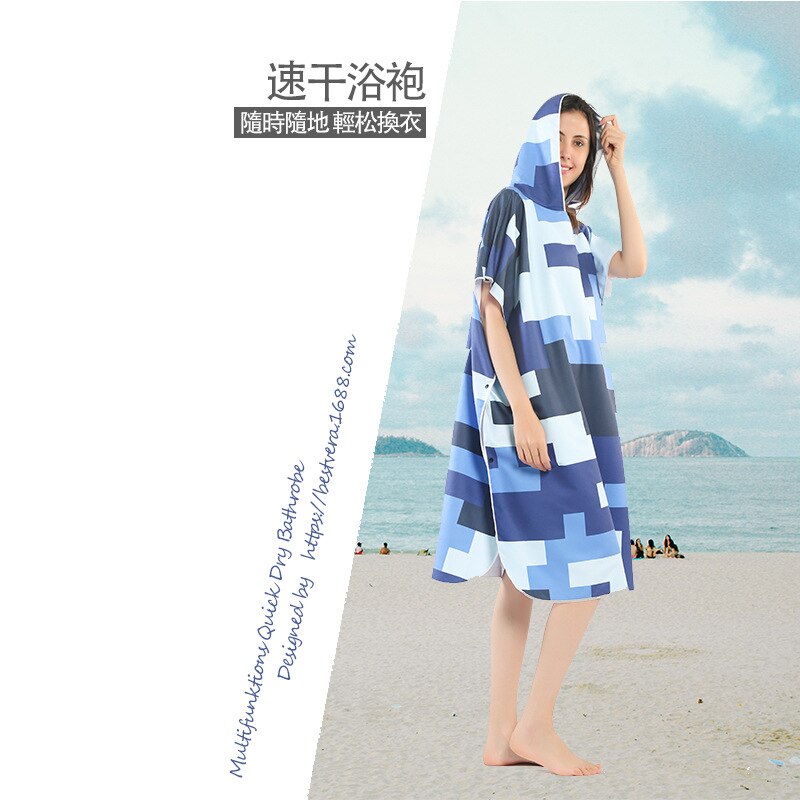 Szybkoschnący szlafrok kąpielowy, ręcznik plażowy z kapturem, ręcznik plażowy dla dorosłych, ponczo, ręczniki damskie, męskie, peleryna robić pływania: 17