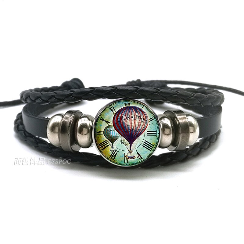 Bracelet à Air pour hommes et femmes, Punk Wrap, corde noire, en cuir, bijoux Steampunk