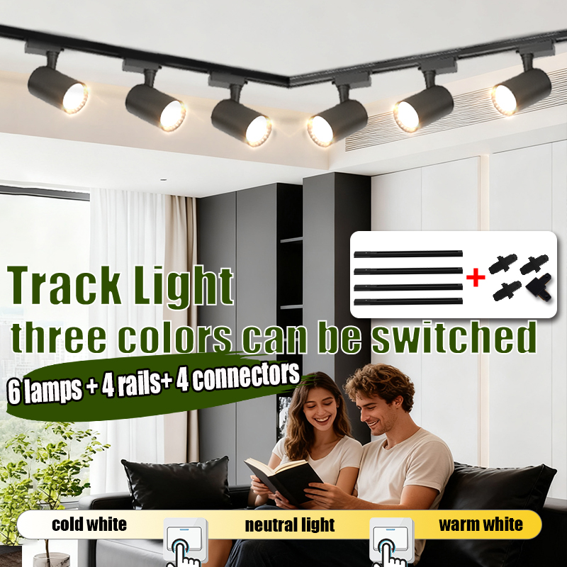 Led-railverlichtingsset, 110v rails, 3 kleuren, veranderbare plafond- en wandlampen, railspots, led-spots voor kledingwinkels