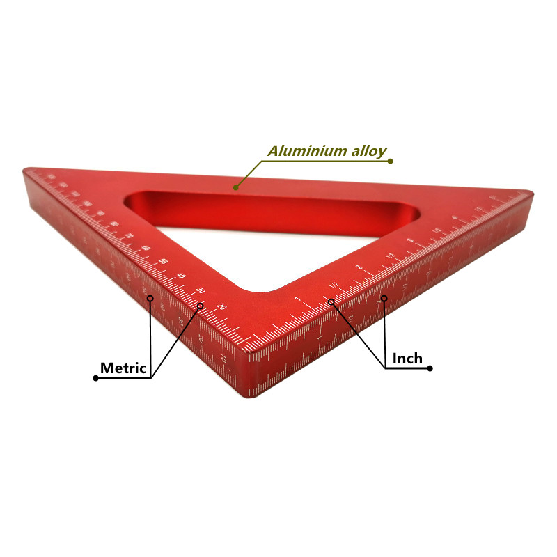 45 Degree Aluminum Alloy Angle Ruler Inch Metric Triangle Ruler Carpenter&#39;s Workshop Woodworking Square Measuring Tools