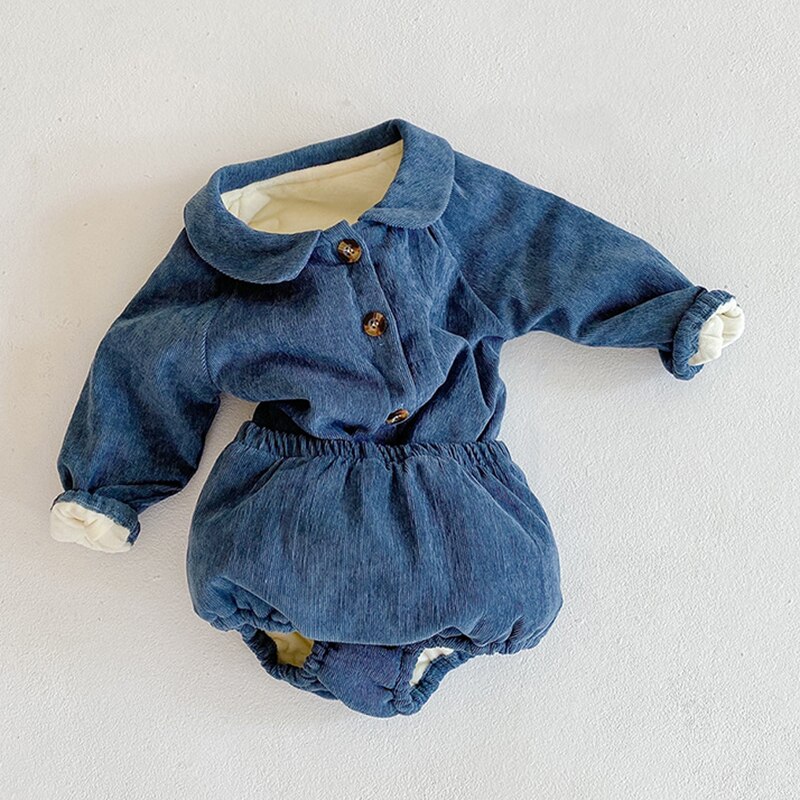Conjunto de ropa gruesa de invierno para bebés y niñas, conjunto de cárdigan de punto de algodón para bebés, abrigo y pantalones cortos, conjunto de ropa para bebés recién nacidos