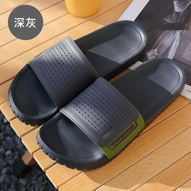 Pantofole da spiaggia da uomo pantofole moda all'aperto estive comode morbide suola in EVA pantofole da bagno per interni infradito antiscivolo per la casa: Dark grey / 42-43
