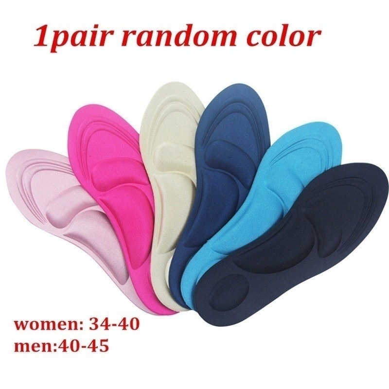 1 paire de semelles orthopédiques 4D pour hommes et femmes, semelles intérieures en éponge, chaussures de Sport confortables, absorbe les chocs, talon en Gel, couleur aléatoire