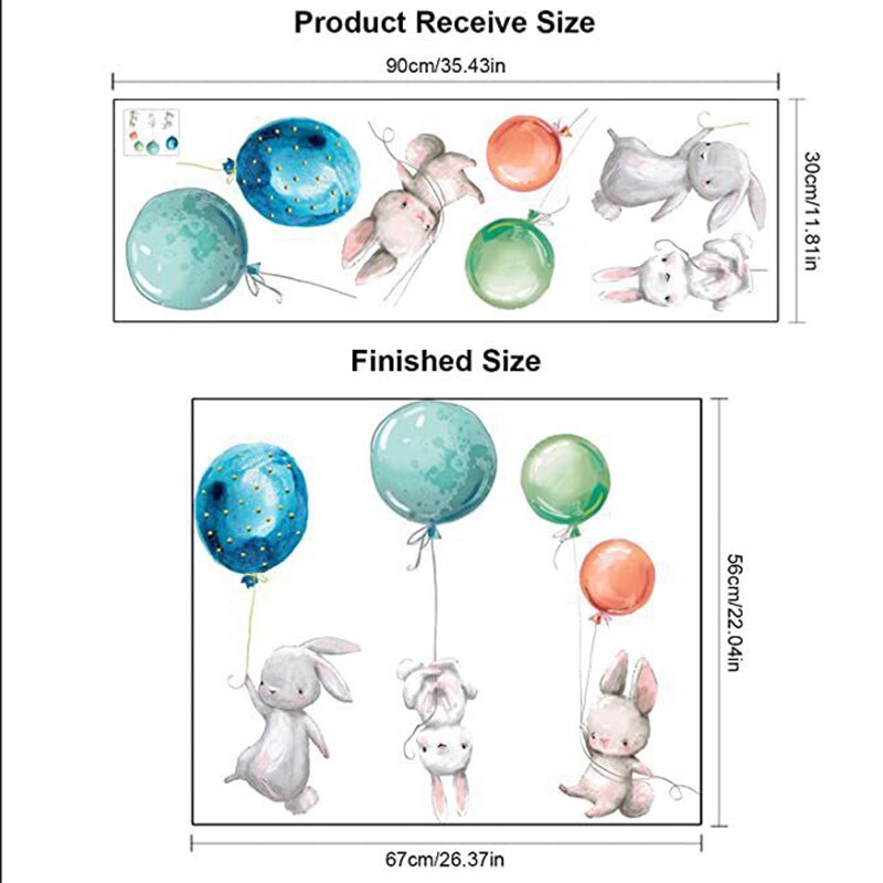 Schattige Konijn Muurstickers Behang Ballet Bunny Stickers Voor Kids Babykamer Muur Decor Cartoon Muur Sticker Home Decoratie: JS091-E