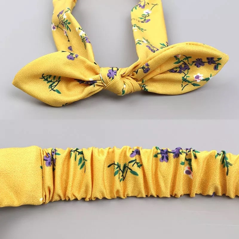 MIXIU 2pcs Mom And Baby Headbands Rabbit Ears Elastic Hair Bands Bow Print Hairbands Parent-child Hair Accessories Kids