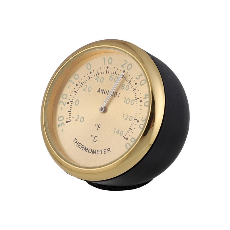 Quartz Thermometer Auto-accessoires Voertuig Meter Hygrometer Decoratie Ornament Auto Auto Digitale Klok: Golden thermometer