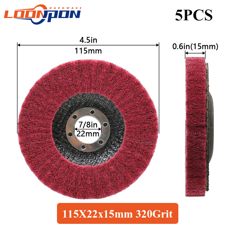 Loonpon 4.5 "115mm Nylon Fiber Flap Polijstschijf Schuursponsje Schurende Buffing Slijpschijf voor Haakse Slijper Metalen oppervlak: YELLOW