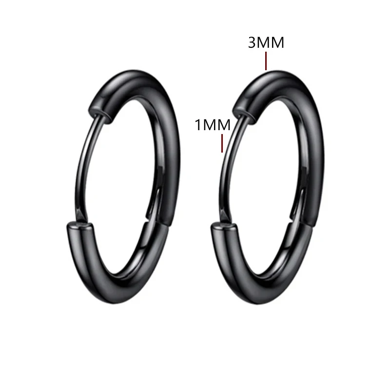 2pc Stainless Steel Small Hoop Earrings Punk Hip Hop Circle Round Huggie Hoop Earrings for Women Men Ear Ring Ear Bone Buckle: green / Light Yellow Color