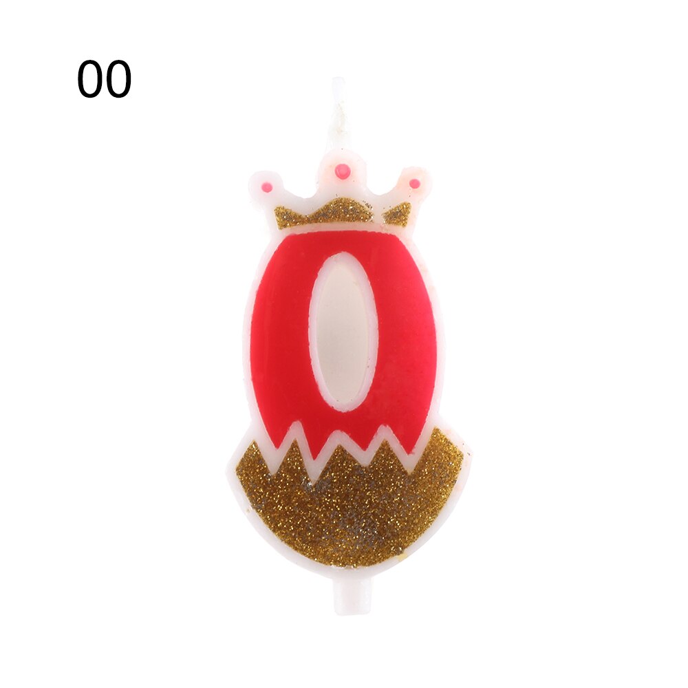 1PC 0-9 Numbers Cake Topper Birthday Wedding Digital Crown Candles Gold Red Number Party Supplies DIY Decoration for Baking