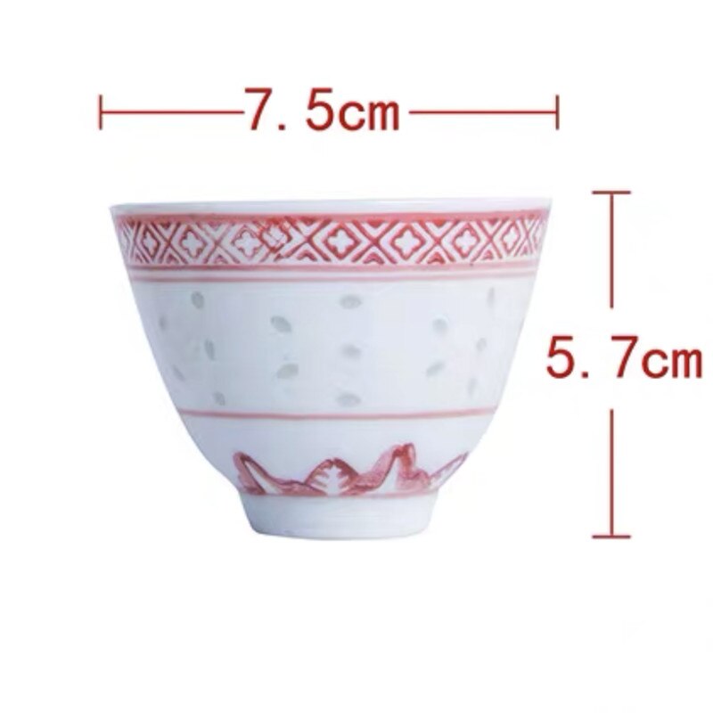 6.5inch Jingdezhen Ceramic Retro Red Dinner Plate Porcelain Dragon Dessert Plate Steak Fruit Dish Tea Cup Bowl Kitchen Tableware: Cup L