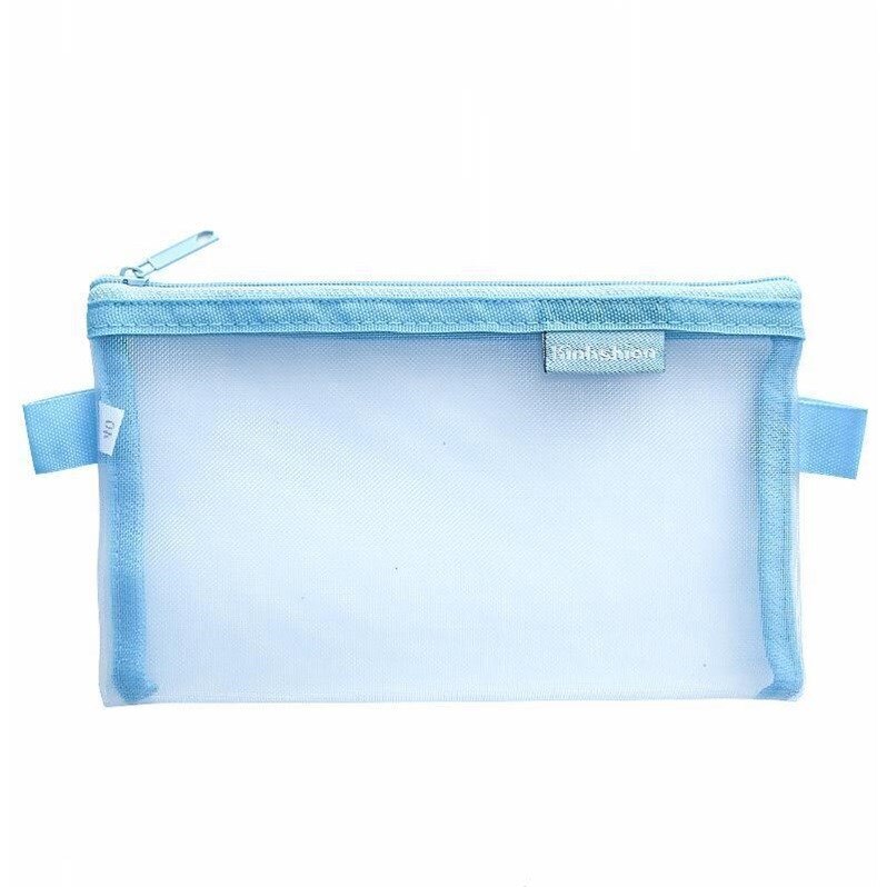 1 st enkel transparent mesh pennfodral kontor student pennfodral nylon skolmaterial färg penna box: 331