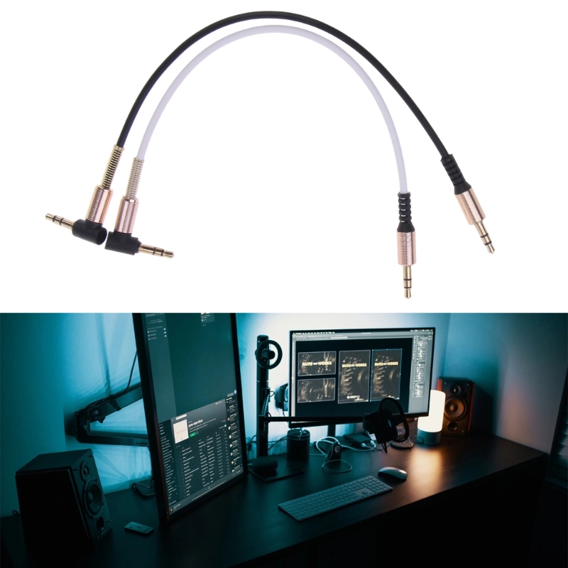 90 Degree Short Aux Cord Extender Wire 3.5mm Gold-plated Connectors Cable