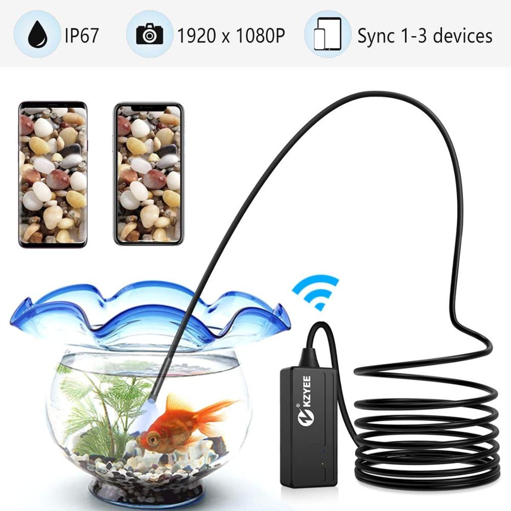 KZYEE 5.5mm Wireless Endoscope 1080P WiFi Borescope Inspection Camera IP67 Waterproof Snake Camera for Android&iOS Smartphone