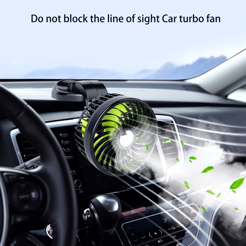Auto Cooling Cooler 360°Rotatable Cooling Fan USB5V Cigarette-Lighter 12V/ 24V Quiet Car Fan for Dashboard Armrest Area