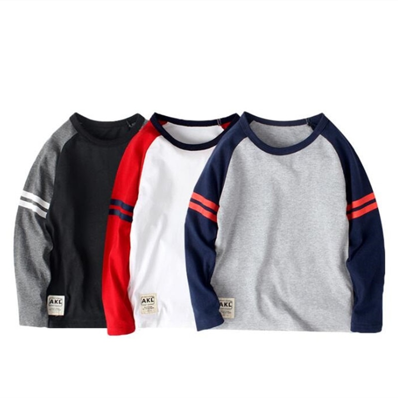 Jongens Gestreepte Lange Mouwen Dieptepunt T-shirt Herfst Jeugd Mode Katoen Streep Afdrukken Tops Voor 5-14 jaar