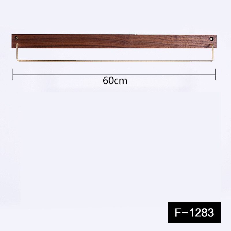 Massivt træ badeværelse håndklædeholder messing køkken organisation rack 60cm: F -1283