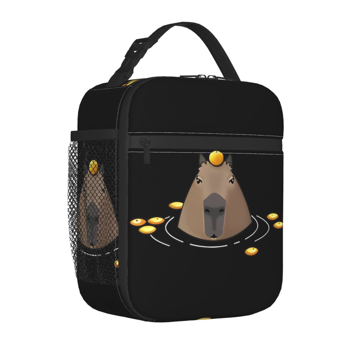 Don't Worry Be Capybara Insulated Lunch Bags Portable Reusable Cooler Bag Tote Lunch Box College Picnic Bento Pouch: Brown