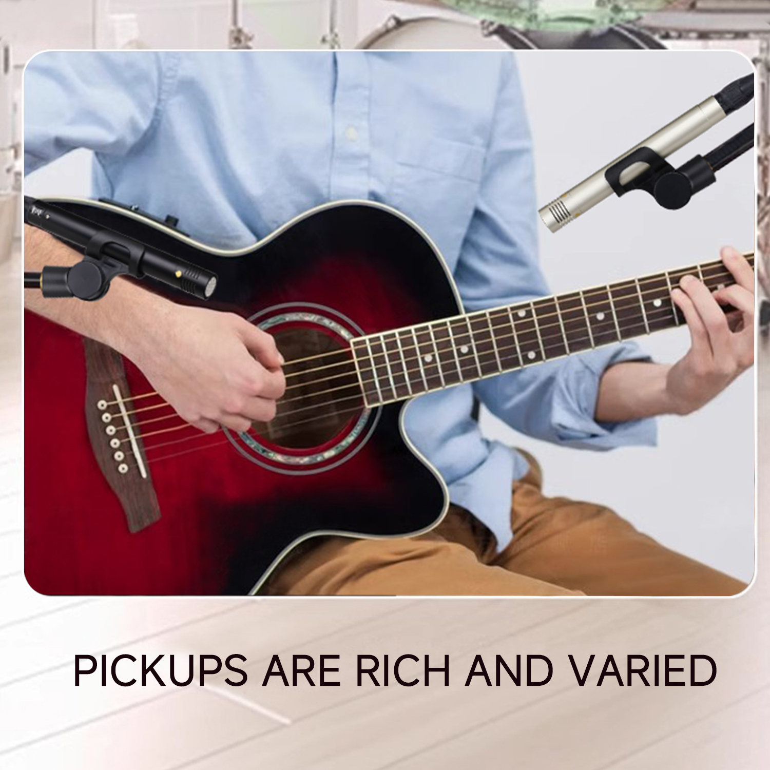 C02 Instrument Microphone Metal Recording Condenser Mic With Shockproof Clip & Windscreen for Drum,Live,Band