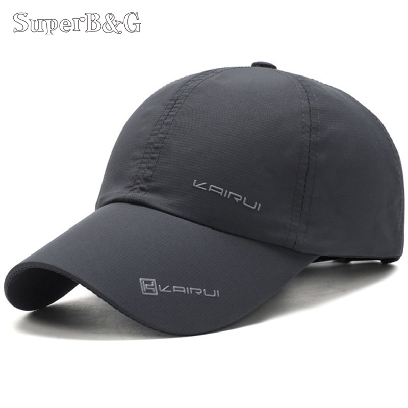 SuperB&G Summer Baseball Cap Men Women Quick Drying Baseball Hats Unisex Breathable Sport Cap Pure Color Snapback Hat bone