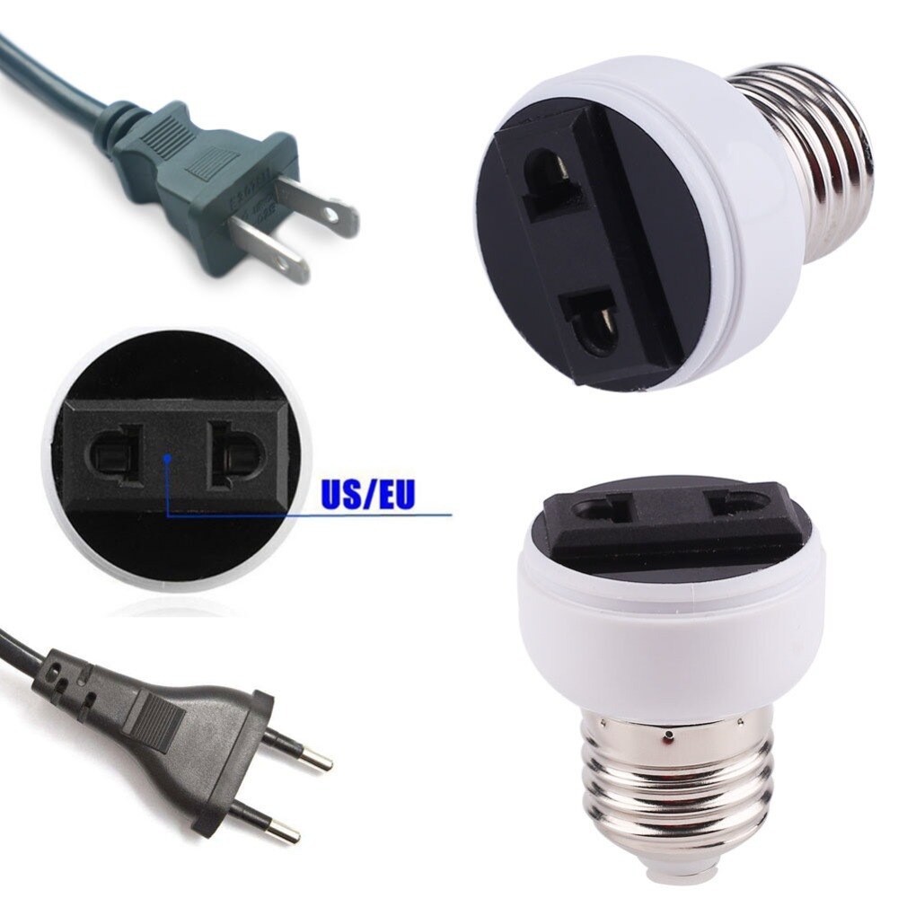 E27 Lamp Socket Light Holder US/EU Plug White Converter Screw Bulb Converter Lamp Base Connector Lighting Fixture Accessories