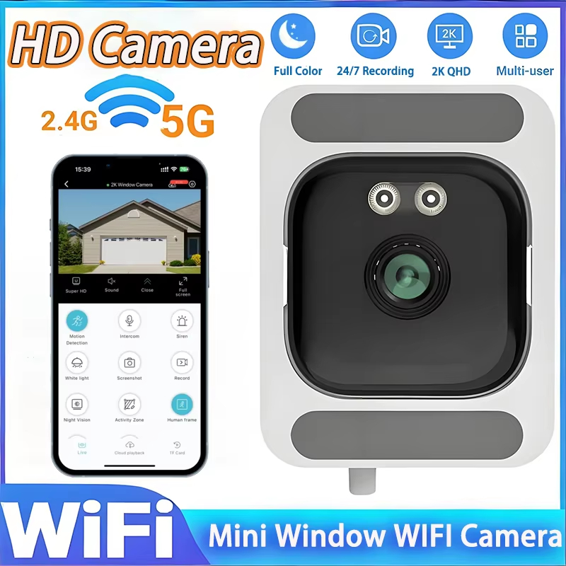 Mini-raamcamera vervangt buitencamera's 2,4/5GHz WiFi-camera 3MP resolutie Volledig gekleurd nachtzicht via raamcamera