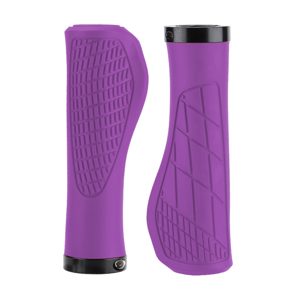 1 par de empuñaduras antideslizantes para manillar de bicicleta de montaña, empuñaduras de goma suave para MTB, empuñaduras de bicicleta cómodas y bloqueables, piezas de bicicleta: Morado
