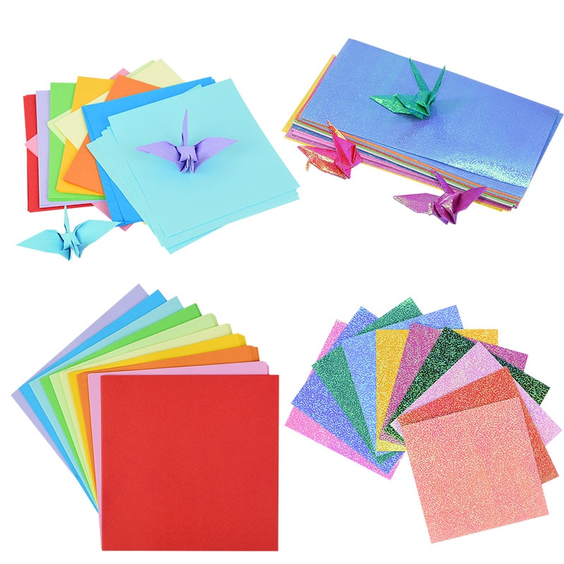 10 Kleur 50Pcs Multi Size Vierkante Origami Papier Enkele Side Shining Vouwen Papier Kids Diy Kleurrijke Scrapbooking Craft Decoratie