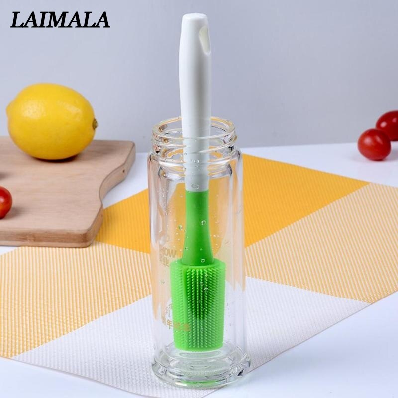 Escova de silicone longo-segurado copo escova garrafa de leite do bebê multifunções escova de lavar ferramentas de limpeza