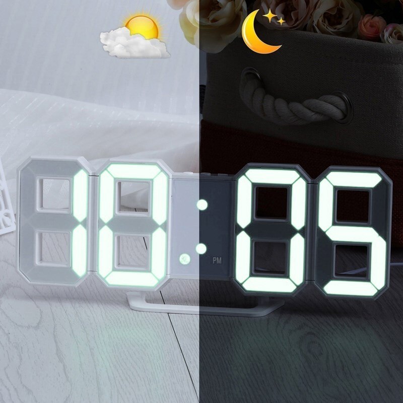 LED Digital Wall Clock with 3 levels Brightness Alarm Clock Wall Hanging Clock Wall clock Home decor Digital Clocks