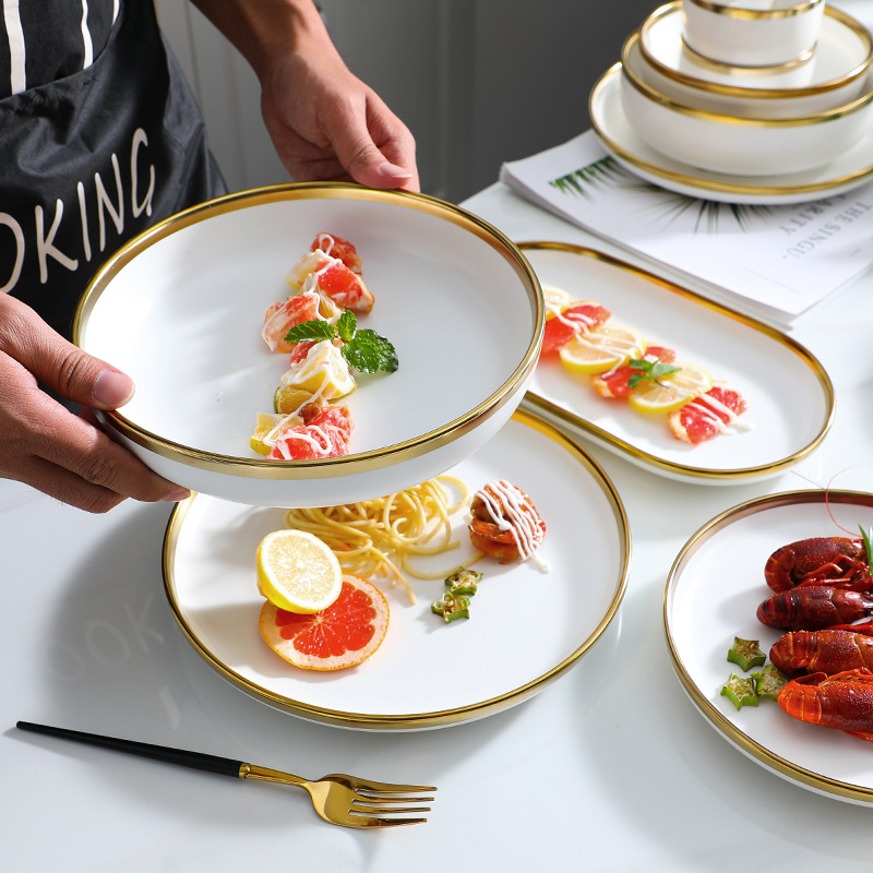nordisch stil keramik geschirr einstellen, luxus schüssel Löffel einstellen, innomia, glatt, matt, weiß, kreative, familie, Hotel, Restaurant