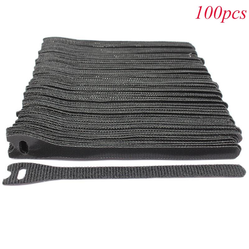 50 pièces/100 pièces sangles de câble attaches de câble réutilisable noir câble cordon Nylon sangle crochet boucle cravates bien rangé organisateur outil plusieurs couleur: 01 100pcs