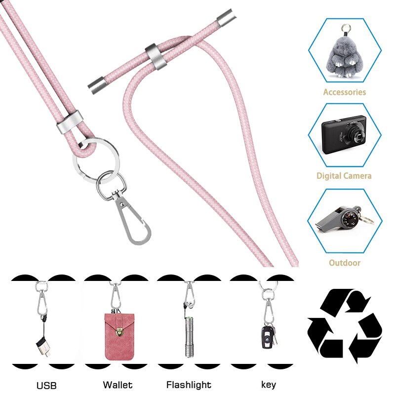 1.5 M Verstelbare Sleutelhanger Bandjes Touw Telefoon Neck Strap Lanyard Voor Id-kaart Sleutels Chain Usb Badge Diy Lariat Lanyard hang Touwen