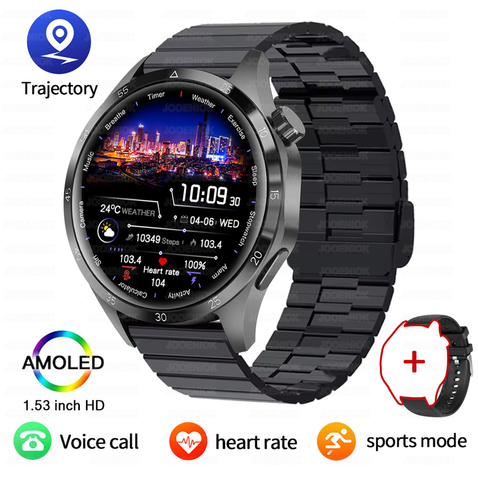 Orologio intelligente militare da uomo regalo display AMOLED messaggio push cardiofrequenzimetro salute sport all'aria aperta impermeabile chiamata BT Smartwatch: Grigio