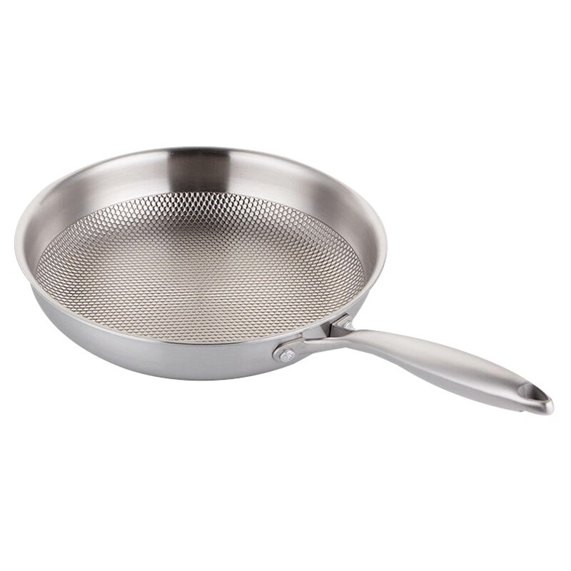 Frying Pan Stainless Steel Five-layer Pans Dot Texture Uncoated Non-Stick Pan Induction Compatible Kitchen Cookware
