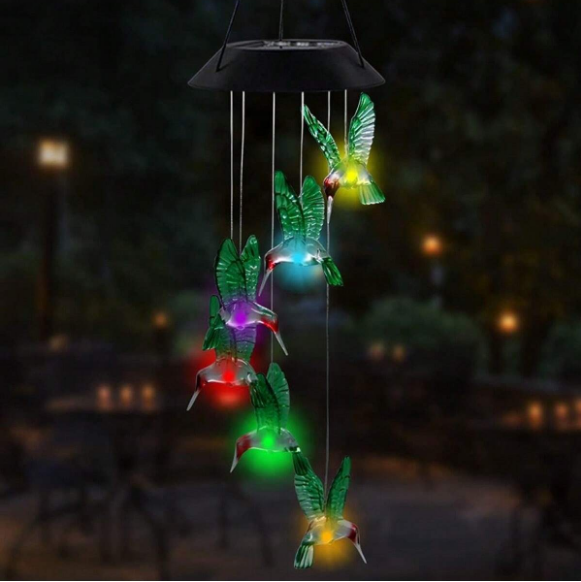 Campanas de viento que cambian de Color Solar, 6 LED RGB, cambios automáticamente de Color para el hogar, jardín, exterior, balcón, decoración, 1 Uds.: Luna Azul