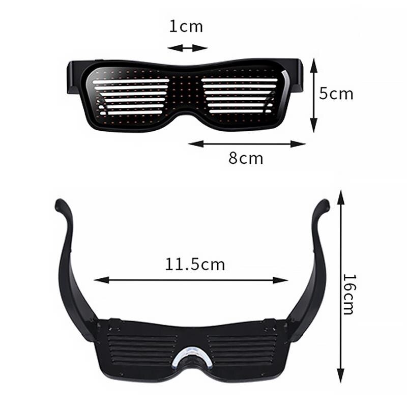 DIY Magic Bluetooth Led Party Glasses APP Control Luminous Glasses USB Charge Edit Multi-lingual Quick Flash LED