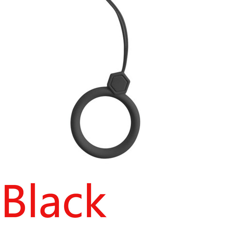 Silicone ring mobile phone lanyard Silicone ring Mobile phone U disk universal silicone shatter-resistant: Black