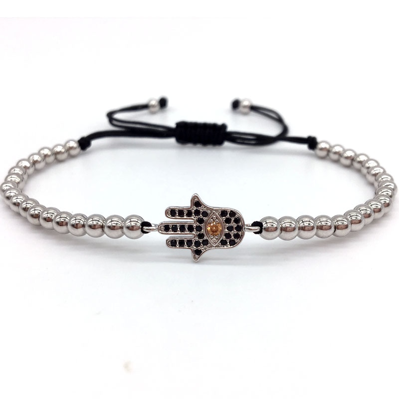 NAIQUBE 4mm Hand bracelet 4colors Trendy Pave Cz Beads Braided Macrame Bracelet for men and women Jewelry