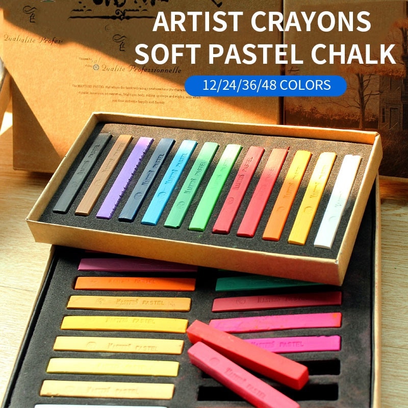 12/24/36/48 Colors Painting Crayons Soft Pastel Art Drawing Set Chalk Color Crayon Brush Stationery