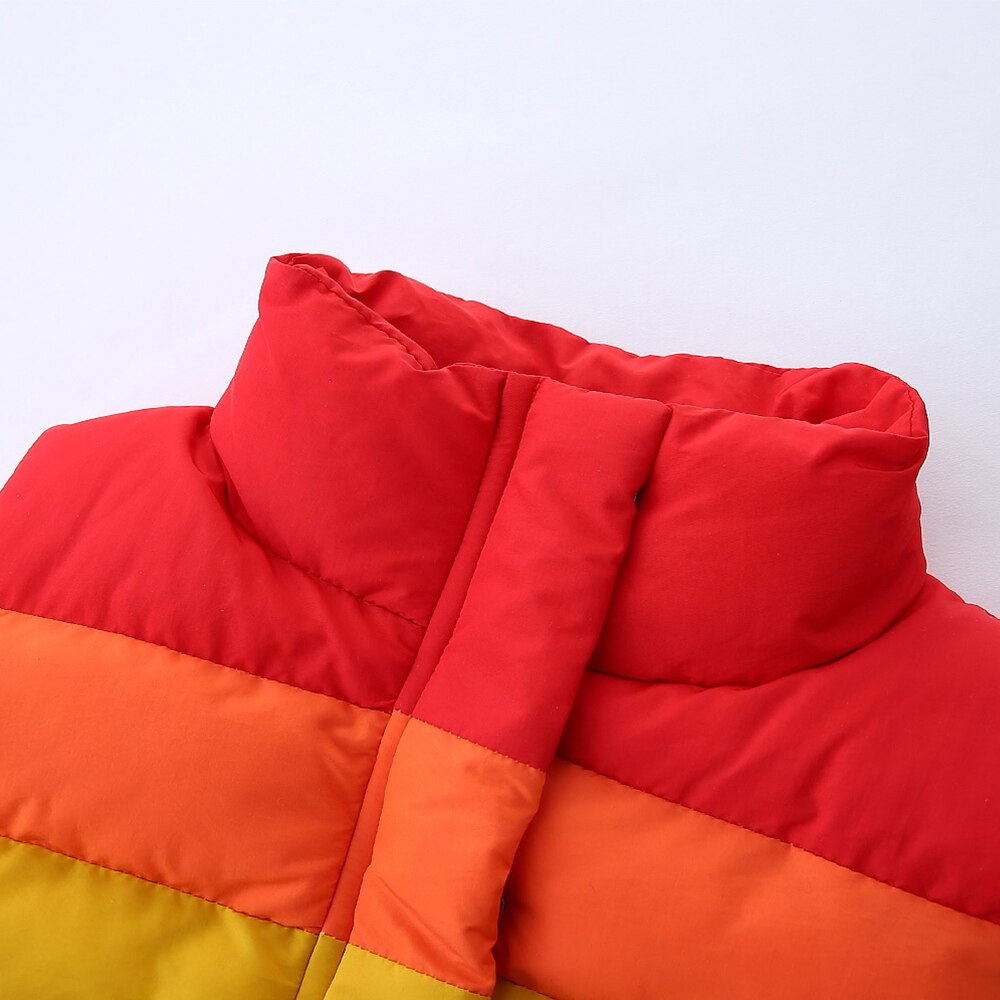 Mudkingdom Cute Boys Girls Rainbow Stripes gilet dolcevita colorato giacche imbottite per bambini cappotti senza maniche con bottoni per neonato