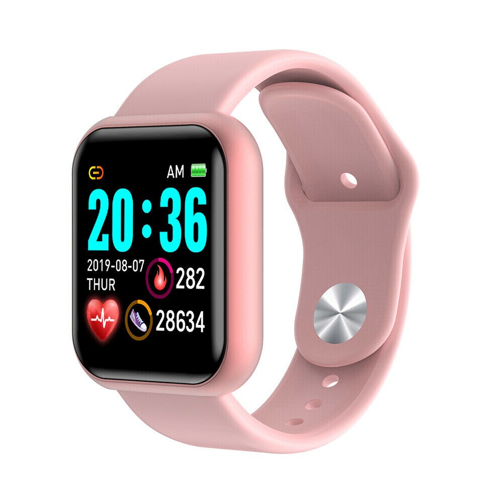 Y68 Bluetooth Vrouwen Sport Smart Horloge Waterdicht Slimme Horloge Hartslagmeter Smart Android Relogio Fitness Tracker Met Doos: Roze