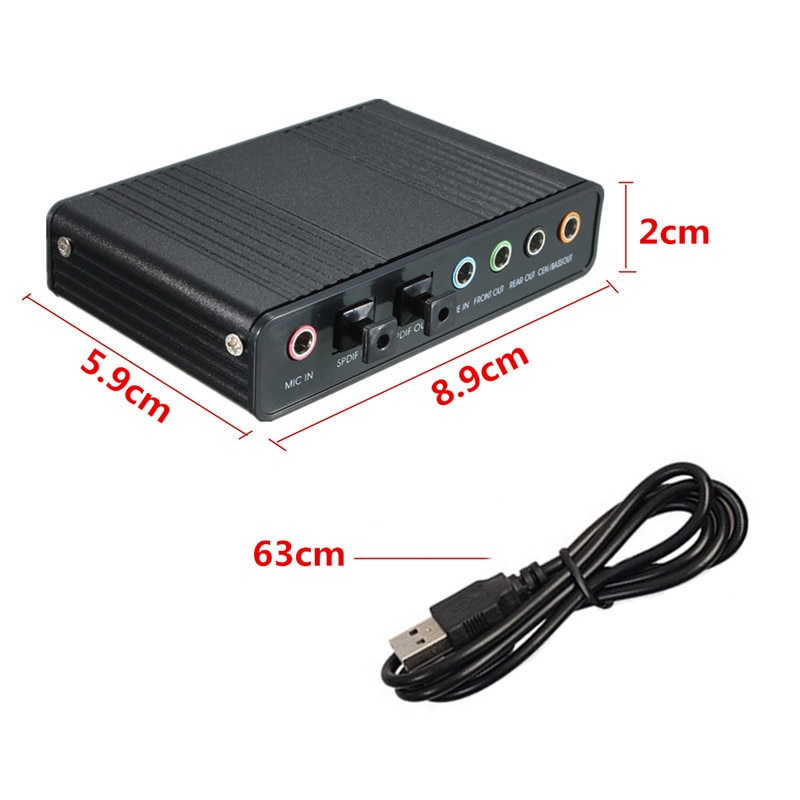 External Sound Card USB 7 Channel 5.1 External Audio Music Sound Card Soundcard For Laptop PC with Driver CD + USB Cabler