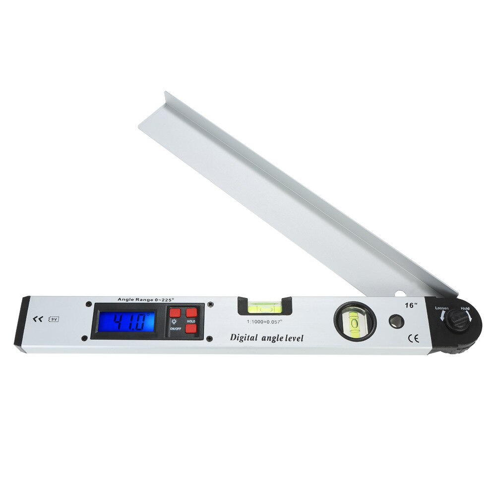 Goniómetro Digital para carpintería, regla de ángulo de pantalla de 225 grados, transportador de construcción, aleación de aluminio,