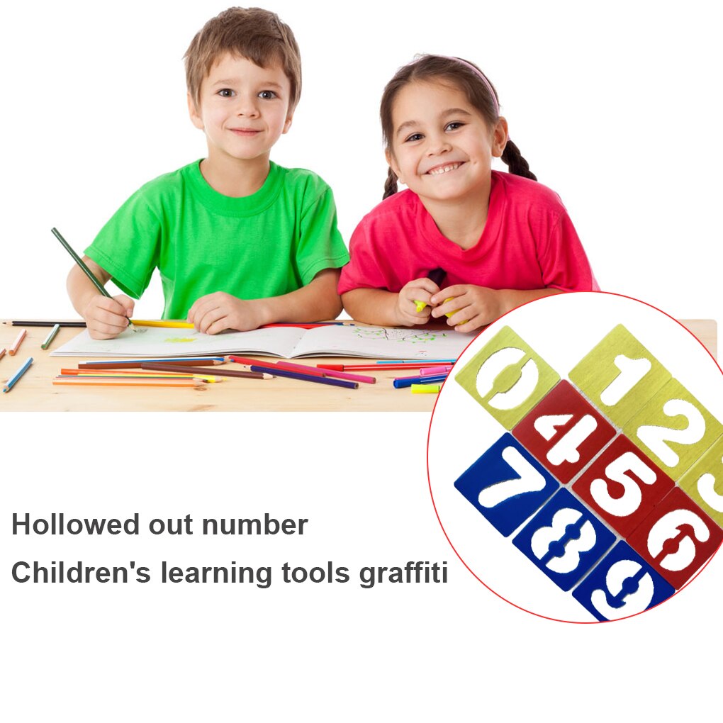 10-piece Stencils for Painting Plastic Alphabet and Number Template Children Learning Supplies DIY Crafts Artwork