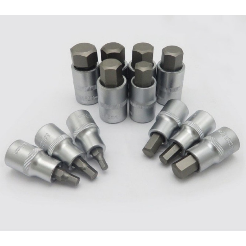 12Pcs Hex Bit Socket Set 1/2" Drive Allen Key Batch head Chrome Vanadium steel Screwdriver Bit Sockets Metric