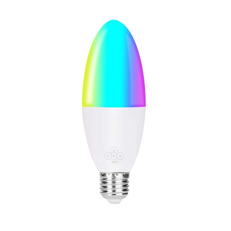 Bombilla inteligente con WiFi y Control remoto para Alexa y Google Home, bombilla LED RGB para Vela, 6W, E14/E10/E27/B22: E27