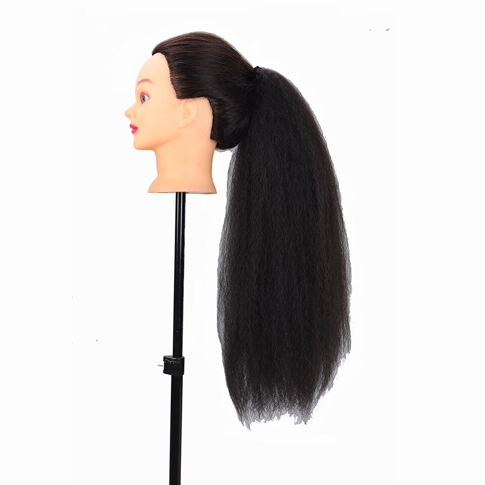 LVHAN-coleta mujer africana, extensión de 22 pulgadas, cuerda sintética, pieza de pelo de maíz, negro, resistencia a altas temperaturas