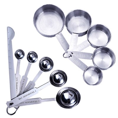 Maatbekers Stapelbaar Keuken Maatlepel Set Rvs Eetlepels Thuis Maatbekers En Lepels Set: 11pcs measuring cup