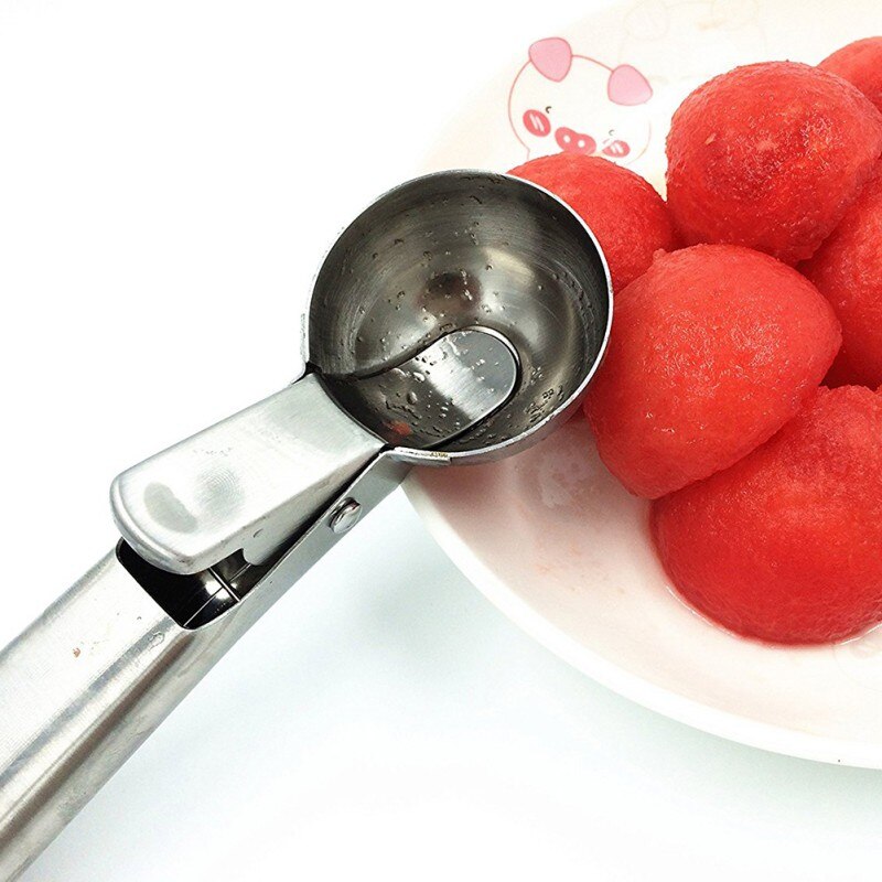 1PC Stainless Steel Ice Cream Scoop Ice Ball Maker Frozen Yogurt Cookie Dough Meat Balls Cream Dessert Spoon Watermelon Spoon